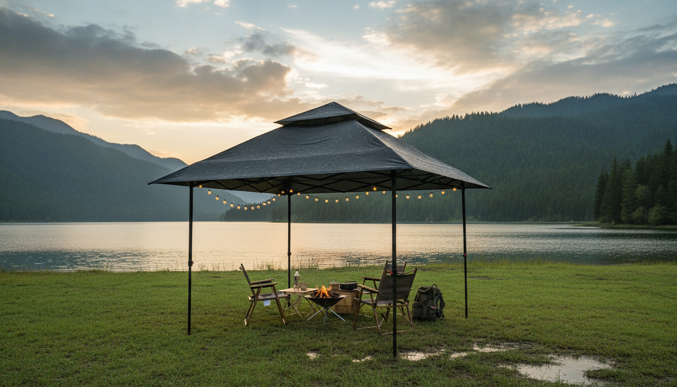 3x3m Waterproof Camping Tarp Gazebo for Shade & Rain