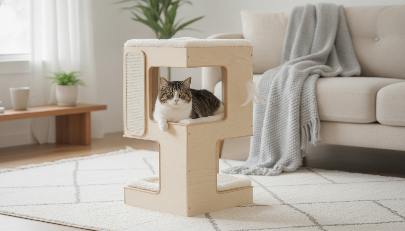 Compact 3-Level Cat Tree with Condo, Cushions & Pad