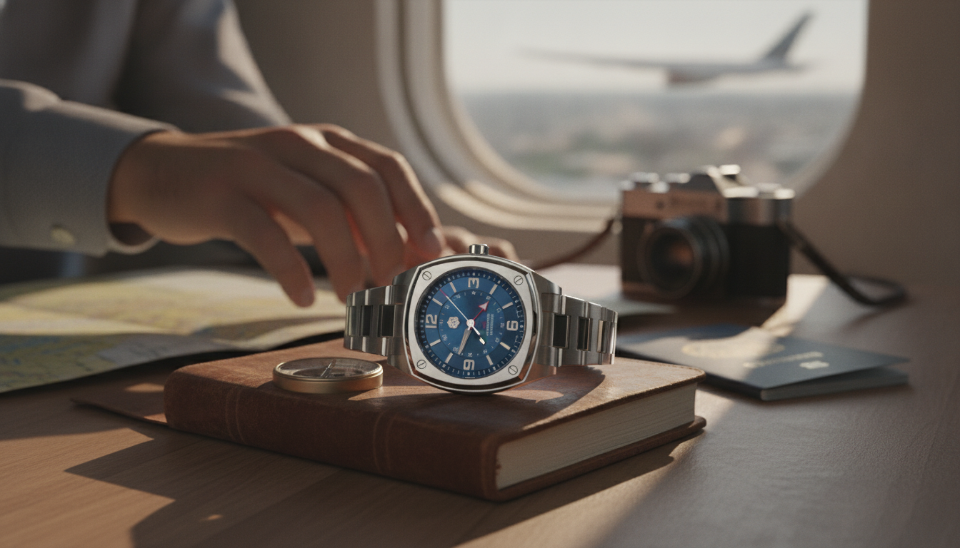 Square Automatic GMT Watch: Sapphire, 39.5mm Travel Ready