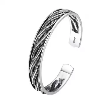 Retro Sterling Silver Leaf Cuff: Unisex Fit & Care